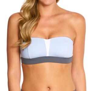 ALO Yoga Sky Blue and Charcoal Strapless Bra